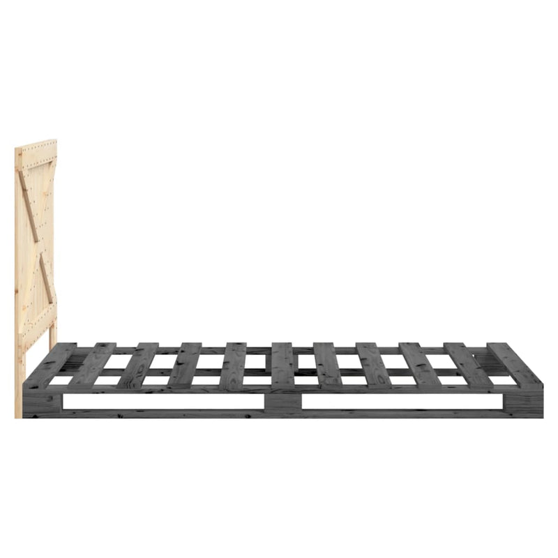 vidaXL szürke tömör fenyőfa ágykeret fejtámlával 100 x 200 cm