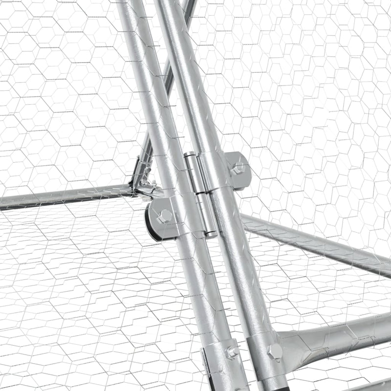 vidaXL szürke horganyzott acél nyúlketrec 400 x 105 x 91 cm