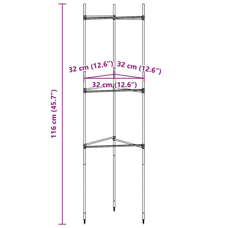 vidaXL 4 db acél és PP paradicsomketrec 116 cm