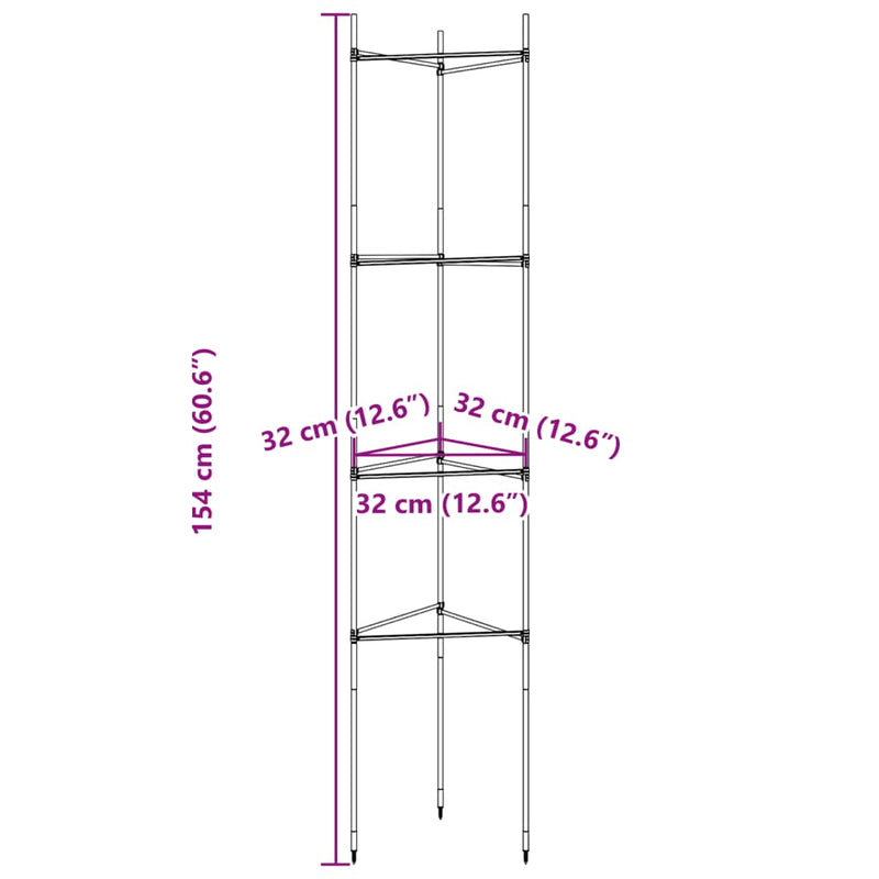 vidaXL 4 db acél és polipropilén paradicsomketrec 154 cm