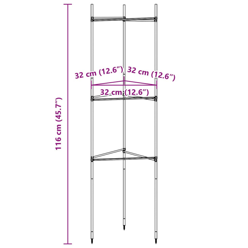 vidaXL 6 db acél és polipropilén paradicsomketrec 116 cm