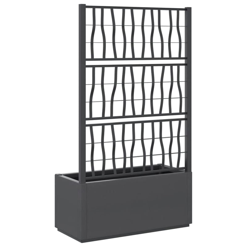 vidaXL sötétszürke PP rácsos kerti ültetőláda 80 x 36 x 140 cm