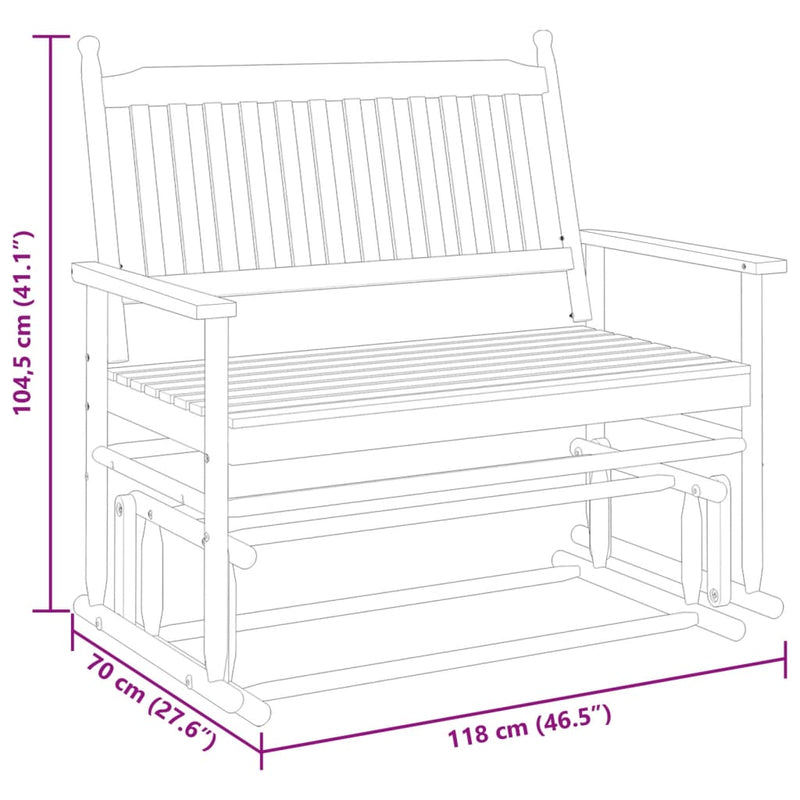 vidaXL barna tömör nyárfa hintapad 118 x 70 x 104,5 cm