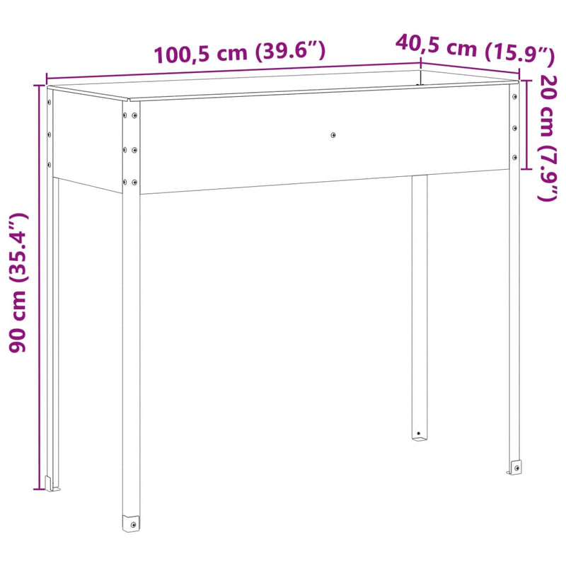 vidaXL időjárásálló acél kerti virágtartó 100,5x40,5x90 cm