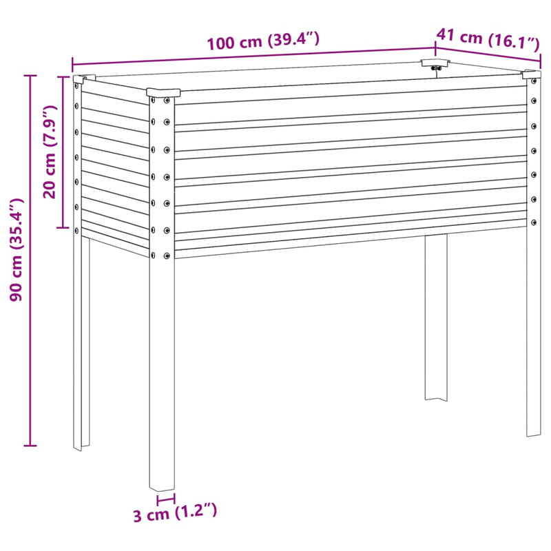 vidaXL horganyzott acél kerti virágtartó 100 x 41 x 90 cm