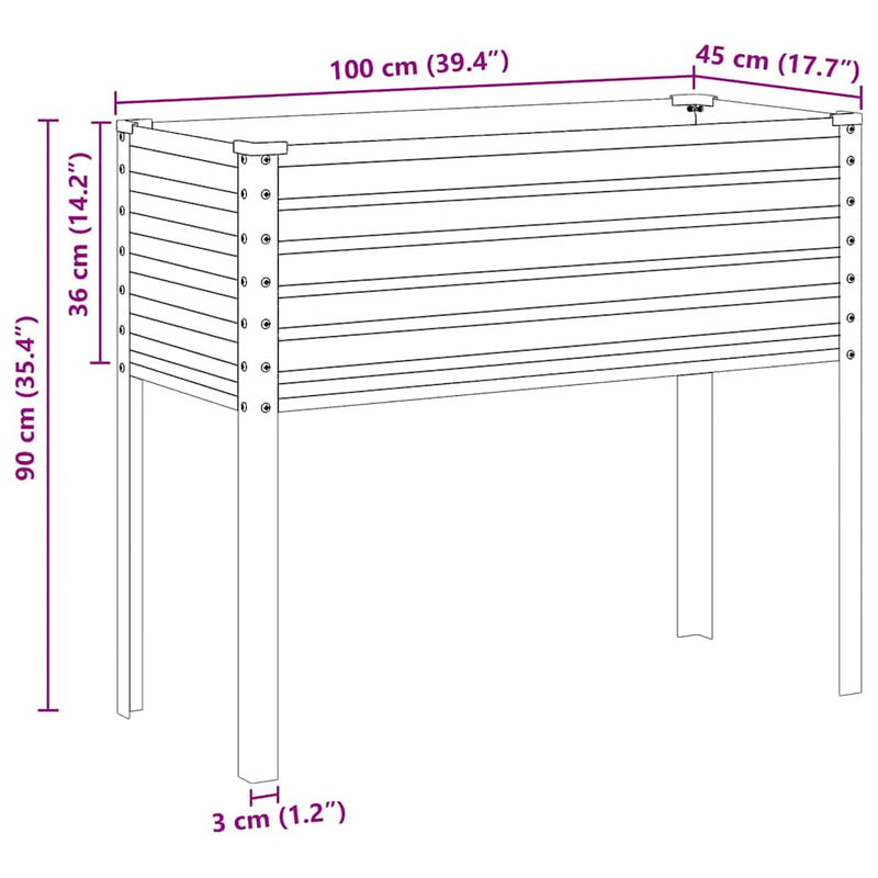 vidaXL kerti virágláda 100 x 45 x 90 cm időjárásálló acélból