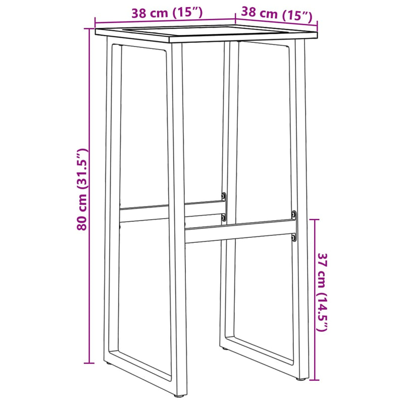vidaXL 4 db fekete porszórt acél bárszék 38 x 38 x 80 cm