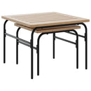 vidaXL 2 db barna és fekete acél egymásba tolható kerti dohányzóasztal