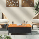 vidaXL fekete polyrattan és akácfa kerti asztal 70 x 70 x 25 cm