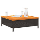 vidaXL fekete polyrattan és akácfa kerti asztal 70 x 70 x 25 cm