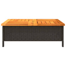vidaXL fekete polyrattan és akácfa kerti asztal 70 x 70 x 25 cm