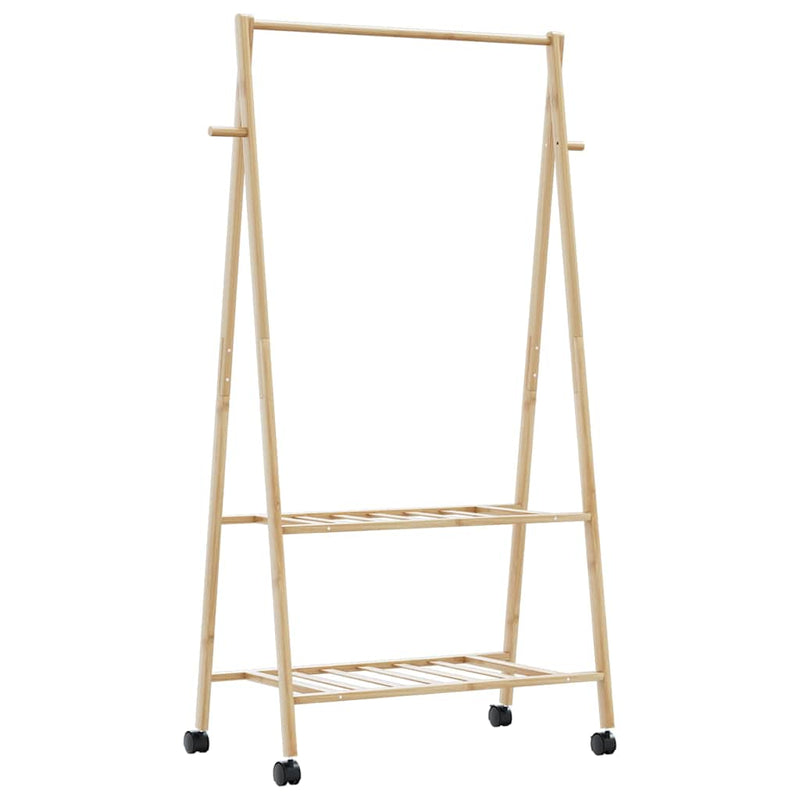vidaXL bambusz ruhaállvány polcokkal és kerekekkel 96x45,5x155,5 cm