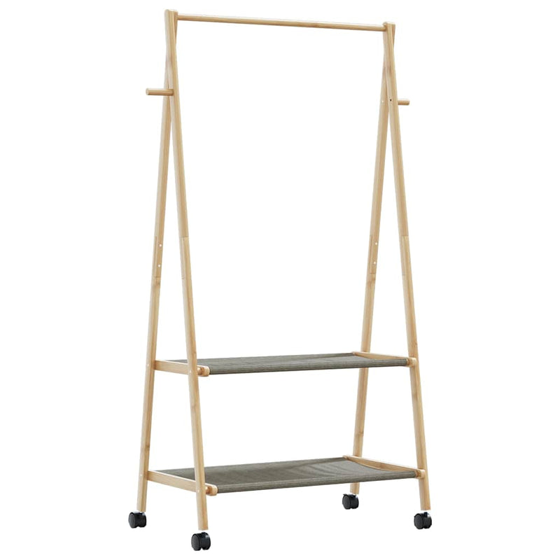 vidaXL bambusz ruhaállvány polcokkal és kerekekkel 96x45,5x155,5 cm