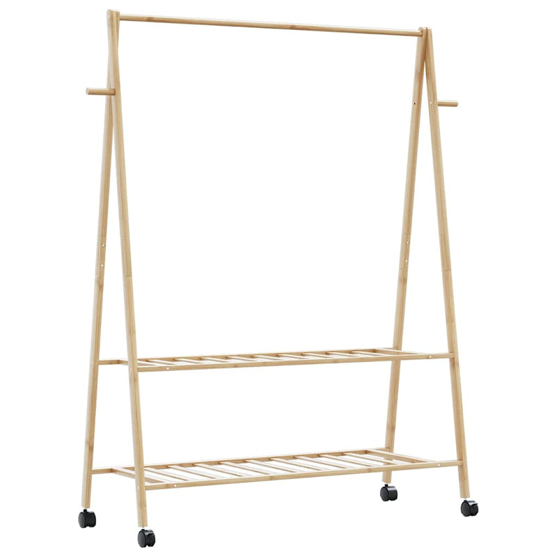 vidaXL bambusz ruhaállvány polcokkal és kerekekkel 132x45,5x155,5 cm