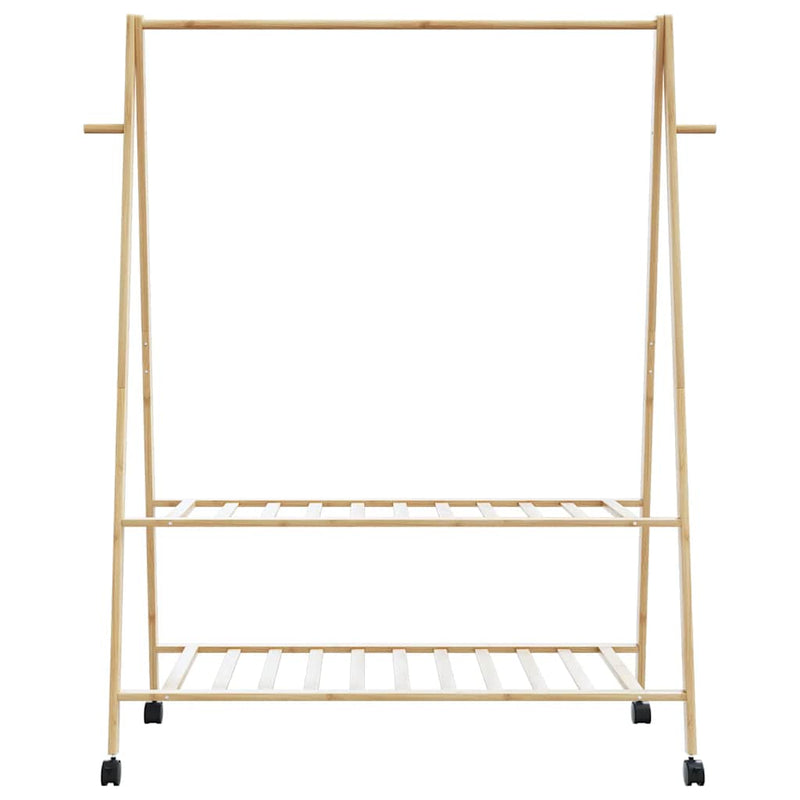 vidaXL bambusz ruhaállvány polcokkal és kerekekkel 132x45,5x155,5 cm