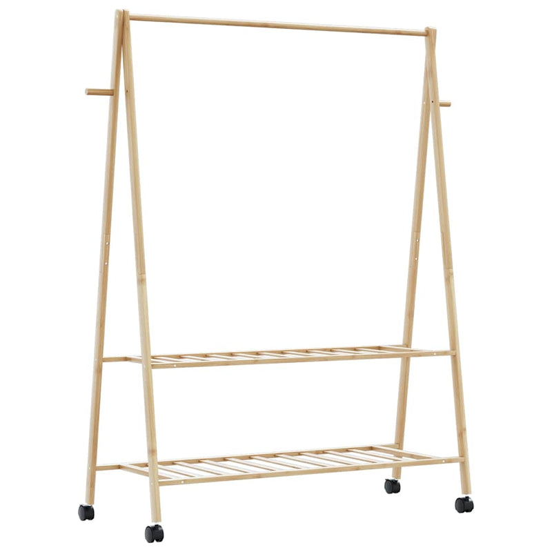 vidaXL bambusz ruhaállvány polcokkal és kerekekkel 132x45,5x155,5 cm