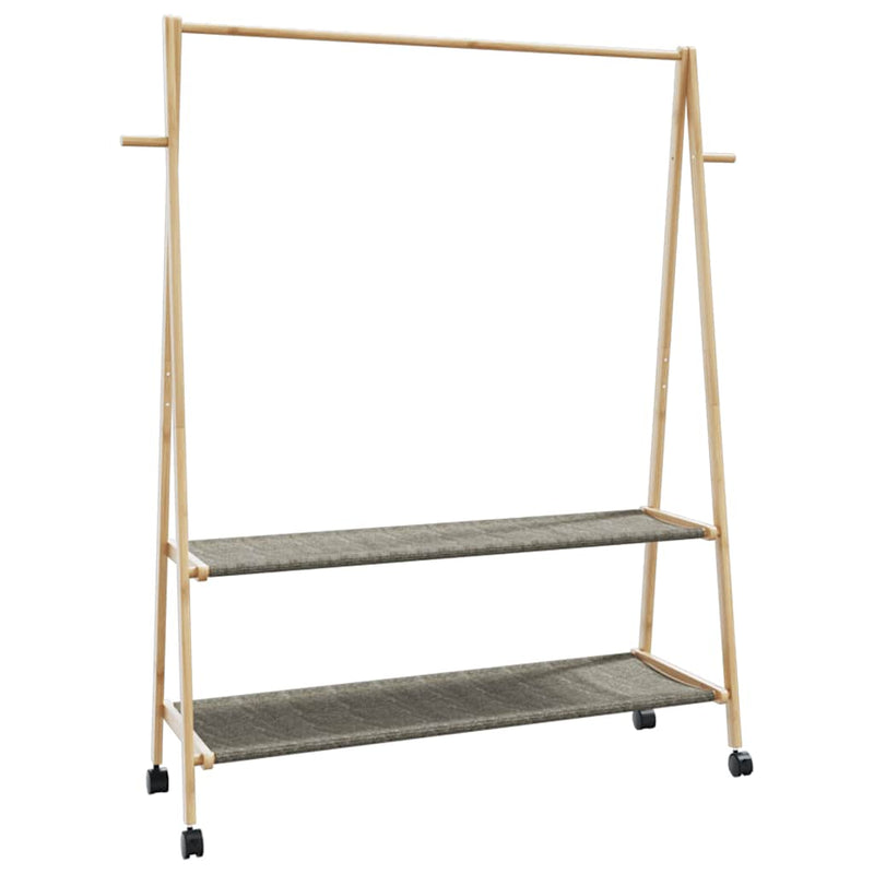 vidaXL bambusz ruhaállvány polcokkal és kerekekkel 132x45,5x155,5 cm