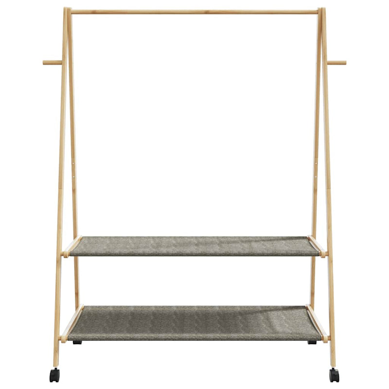 vidaXL bambusz ruhaállvány polcokkal és kerekekkel 132x45,5x155,5 cm