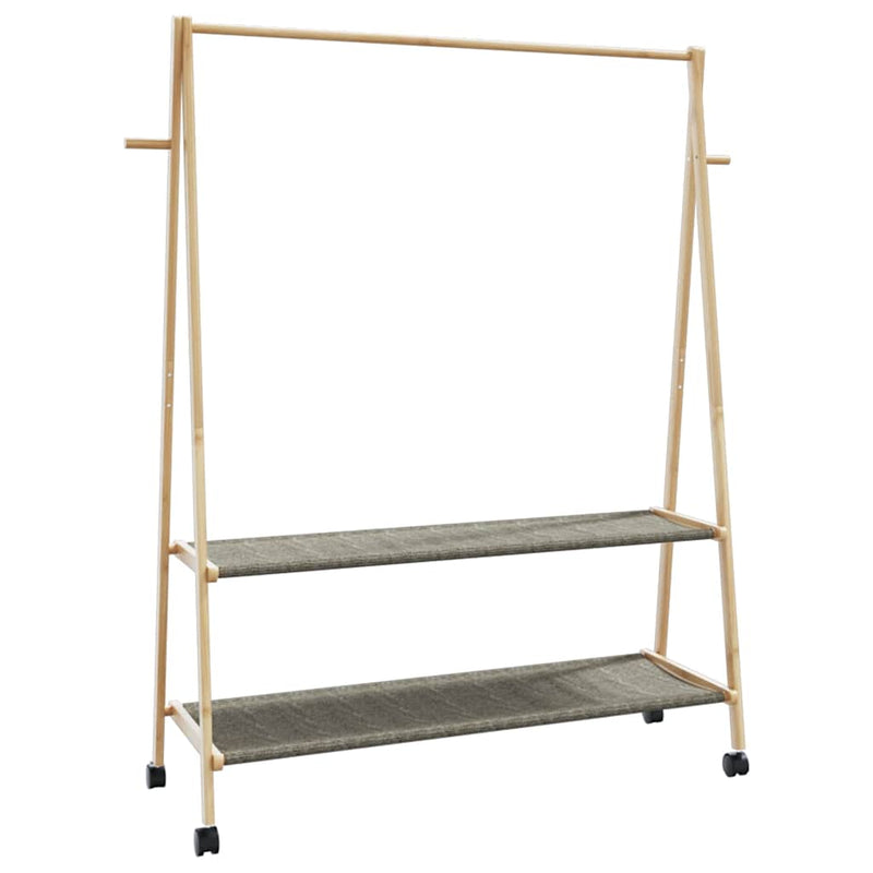 vidaXL bambusz ruhaállvány polcokkal és kerekekkel 132x45,5x155,5 cm