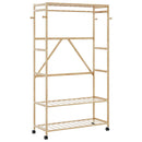 vidaXL bambusz ruhaállvány polcokkal és kerekekkel 110x40x180 cm