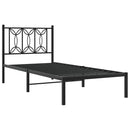 vidaXL fekete fém ágykeret fejtámlával 75 x 190 cm