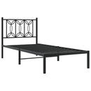 vidaXL fekete fém ágykeret fejtámlával 80 x 200 cm