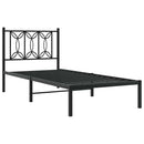 vidaXL fekete fém ágykeret fejtámlával 90 x 190 cm