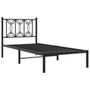 vidaXL fekete fém ágykeret fejtámlával 90 x 200 cm