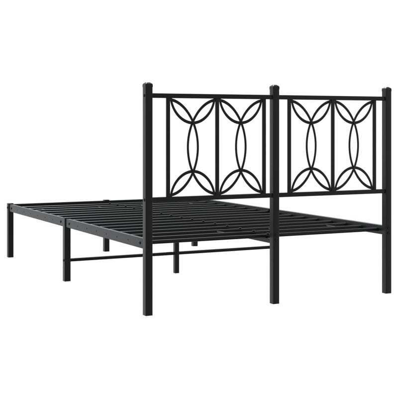 vidaXL fekete fém ágykeret fejtámlával 120 x 190 cm