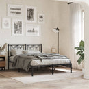 vidaXL fekete fém ágykeret fejtámlával 135 x 190 cm