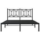 vidaXL fekete fém ágykeret fejtámlával 135 x 190 cm