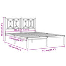 vidaXL fekete fém ágykeret fejtámlával 135 x 190 cm