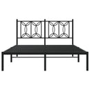 vidaXL fekete fém ágykeret fejtámlával 140 x 190 cm