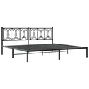 vidaXL fekete fém ágykeret fejtámlával 193 x 203 cm