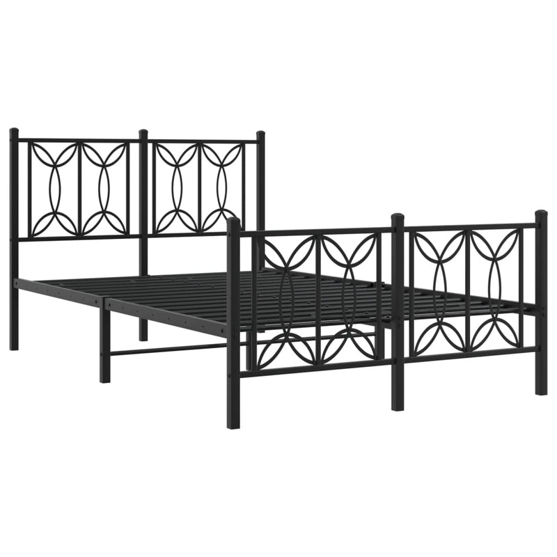 vidaXL fekete fém ágykeret fej- és lábtámlával 120 x 190 cm