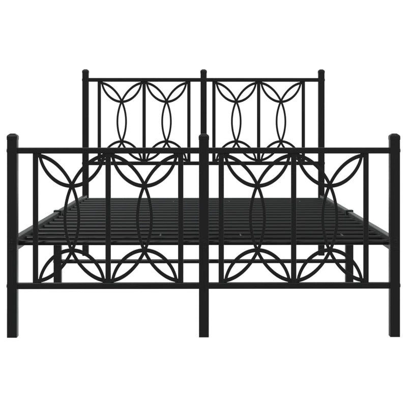 vidaXL fekete fém ágykeret fej- és lábtámlával 120 x 190 cm