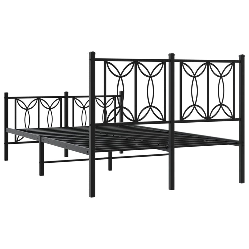 vidaXL fekete fém ágykeret fej- és lábtámlával 120 x 190 cm
