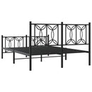 vidaXL fekete fém ágykeret fej- és lábtámlával 135 x 190 cm