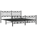 vidaXL fekete fém ágykeret matrac nélkül lábtartóval 180 x 200 cm