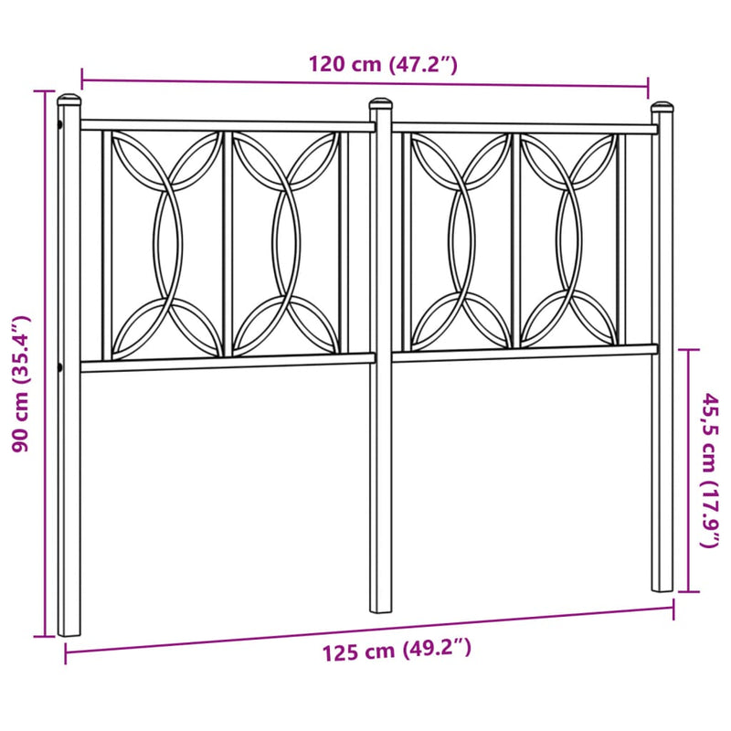 vidaXL fekete fém fejtámla 120 cm