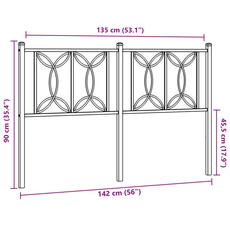 vidaXL fekete fém fejtámla 135 cm