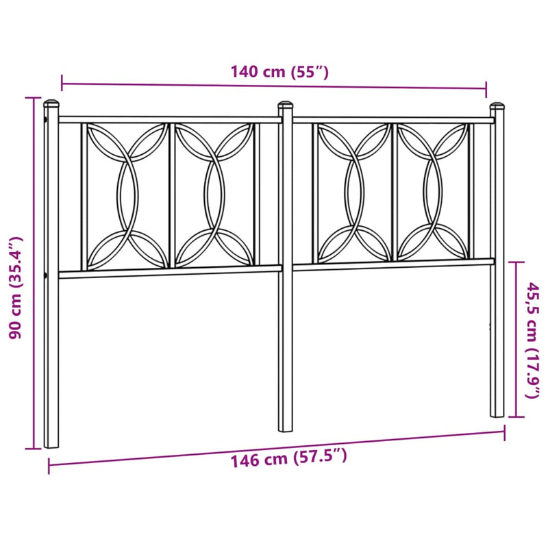 vidaXL fekete fém fejtámla 140 cm