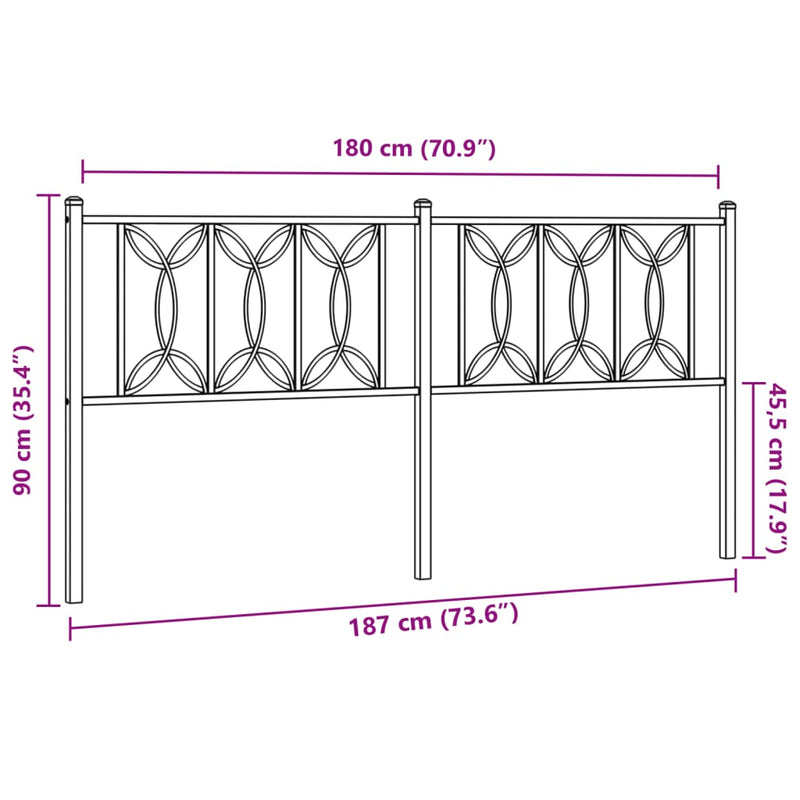 vidaXL fekete fém fejtámla 180 cm