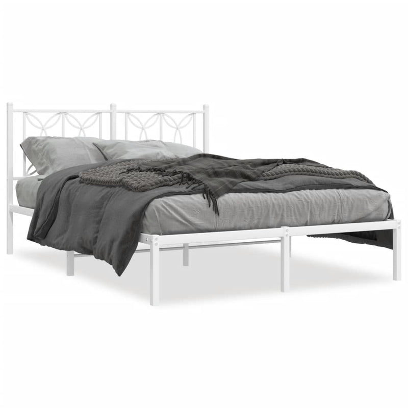 vidaXL fehér fém ágykeret fejtámlával 140 x 190 cm