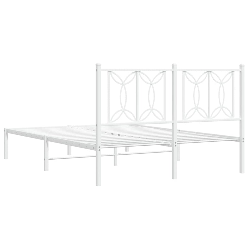 vidaXL fehér fém ágykeret fejtámlával 140 x 190 cm