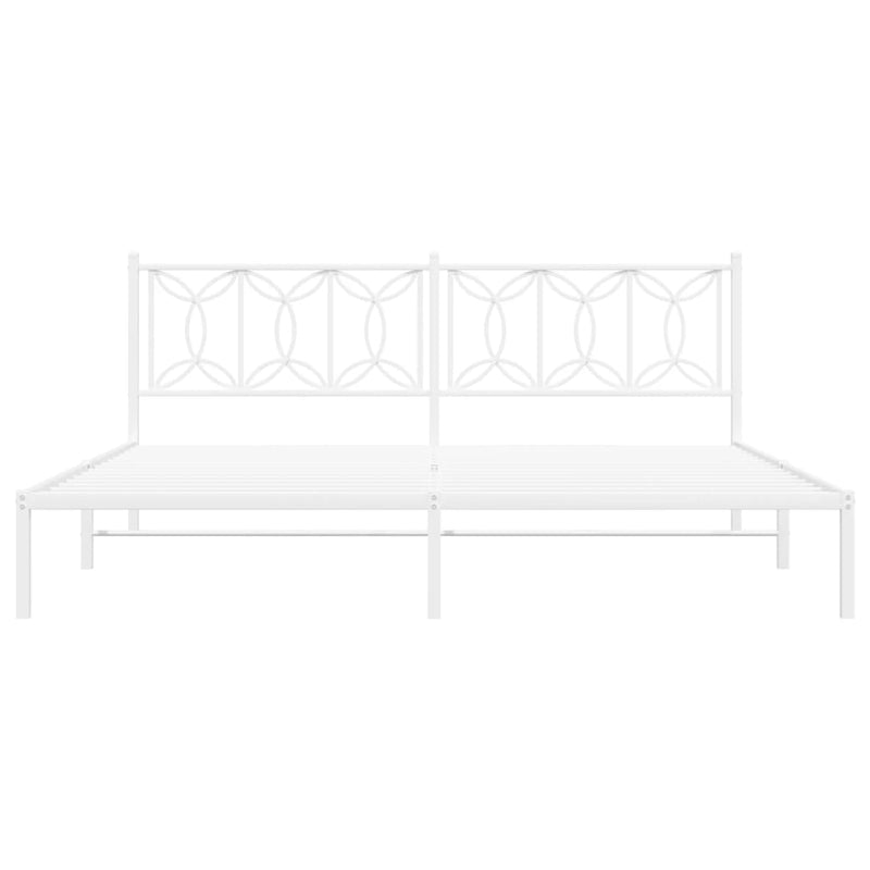 vidaXL fehér fém ágykeret fejtámlával 200 x 200 cm