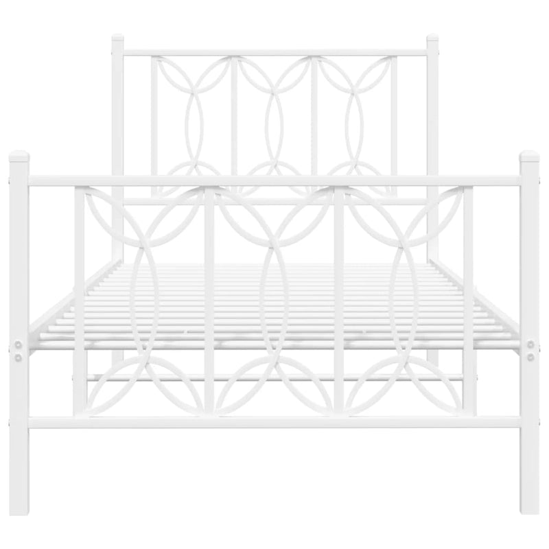 vidaXL fehér fém ágykeret fej- és lábtámlával 90 x 190 cm