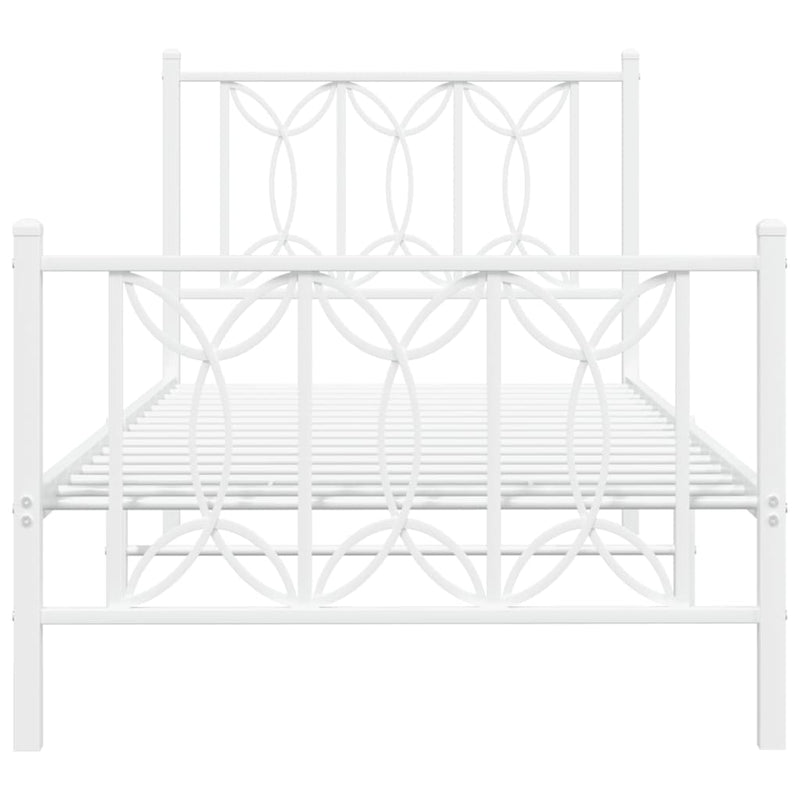 vidaXL fehér fém ágykeret fej- és lábtámlával 90x200 cm