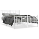 vidaXL fehér fém ágykeret fej- és lábtámlával 135x190 cm