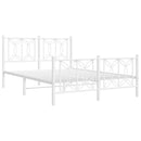 vidaXL fehér fém ágykeret fej- és lábtámlával 135x190 cm